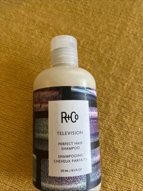 R+Co Television Perfect Hair Shampoo — White Bottle with Multicolor Label